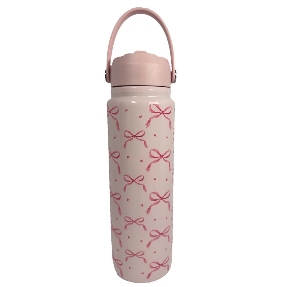 Pink Bow Tumbler 27oz Market Square Bottle Handle Lid Coquette Cute Travel